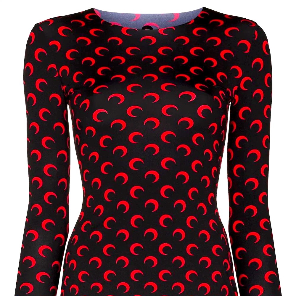 Marine Serre long sleeve moon shirt black and red